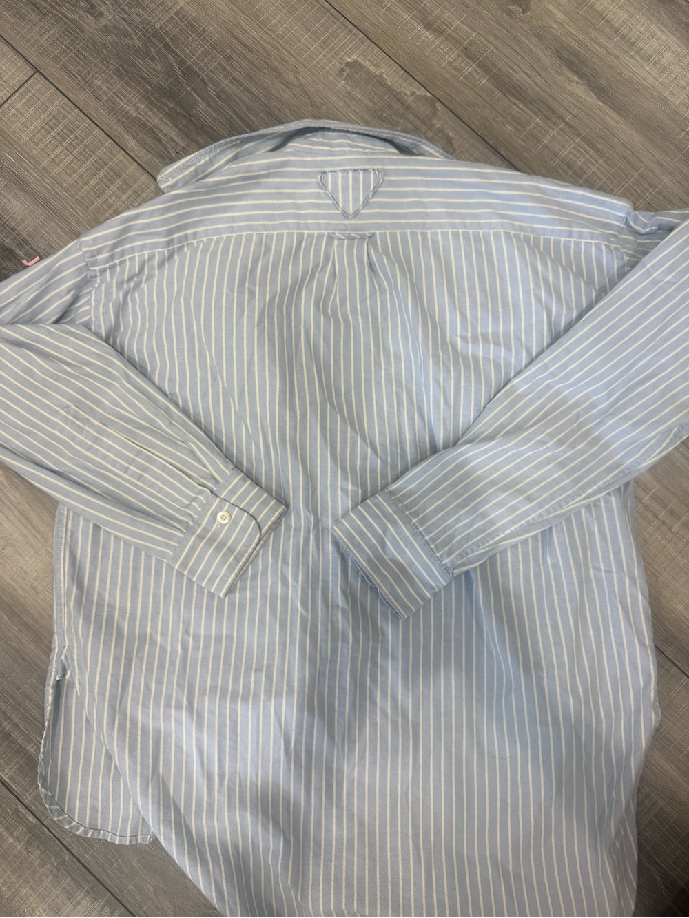 Prada Light Blue & White Striped Button-Down blouse. - Picture 4 of 5